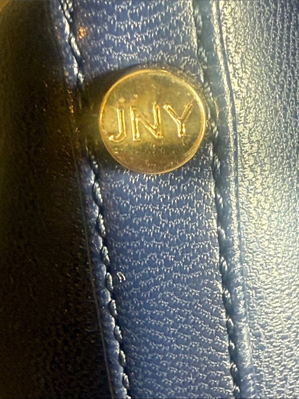 Jones New York Navy Pointed Toe Pumps with Gold Buckle - Picture 7 of 7